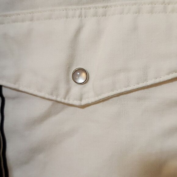 Vtg Wrangler Mens Long Sleeve Pearl Snap Western Shirt Cotton Ivory Navajo Sz XL - Picture 3 of 10